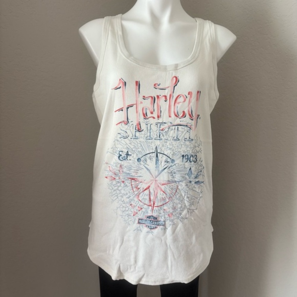 Harley-Davidson Harley Spirit Sleeveless Tank Top White‎ Ribbed Women’s Size 2XL